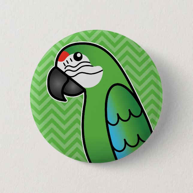 Military Cartoon Macaw Parrot Bird 2 Inch Round Button (Front)