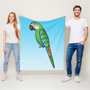 Military Cartoon Macaw Parrot Bird Fleece Blanket
