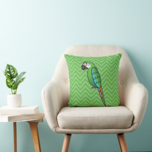 Military Cartoon Macaw Parrot Bird Throw Pillow