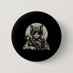 Military Cat Tactical Gear Veteran Soldier Funny G 2 Inch Round Button