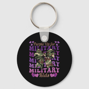 Military Child Camo Coquette Bow Purple Up Kids Bo Keychain