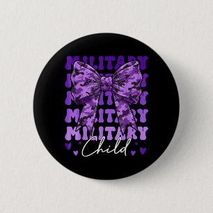Military Child Coquette Bow Purple Camoflage Camo 2 Inch Round Button