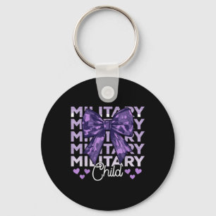 Military Child Coquette Bow Purple Up Camo Kids Bo Keychain