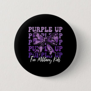 Military Child Coquette Bow Purple Up For Military 2 Inch Round Button