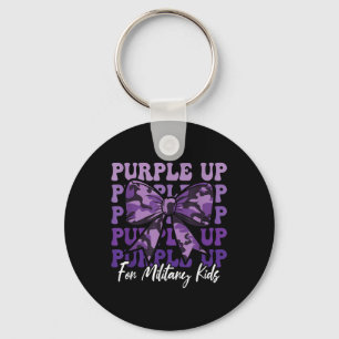 Military Child Coquette Bow Purple Up For Military Keychain