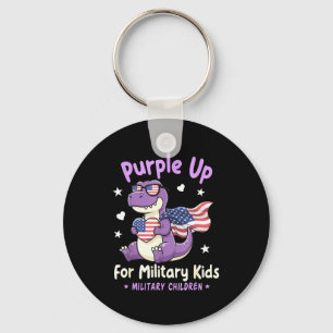 Military child dinosaur purple up for military keychain