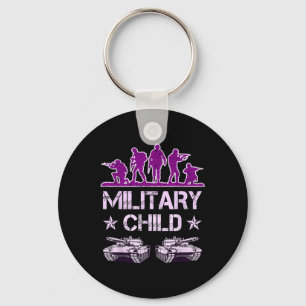 Military Child Month For Kids Purple Up Camo Milit Keychain
