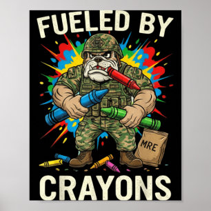 Military Corps Bulldog Crayon Eater Soldier Poster