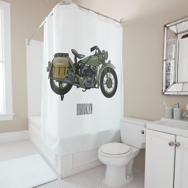 Military cruiser motorcycle cartoon illustration (In Situ)