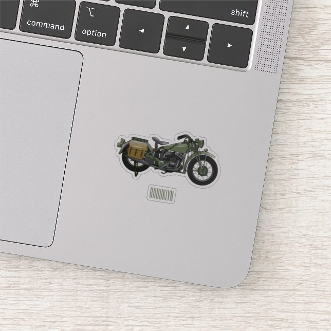 Military cruiser motorcycle cartoon illustration (Detail)
