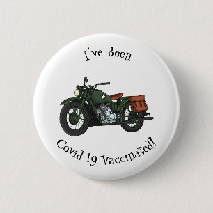 Military cruiser motorcycle cartoon illustration 2 inch round button