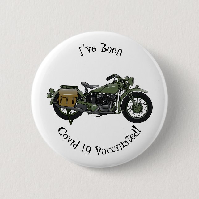 Military cruiser motorcycle cartoon illustration 2 inch round button (Front)