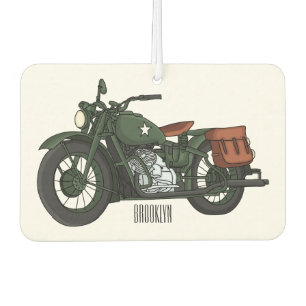 Military cruiser motorcycle cartoon illustration air freshener