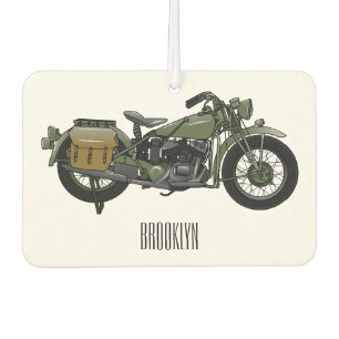 Military cruiser motorcycle cartoon illustration air freshener