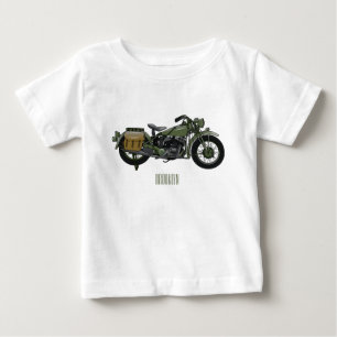 Military cruiser motorcycle cartoon illustration baby T-Shirt