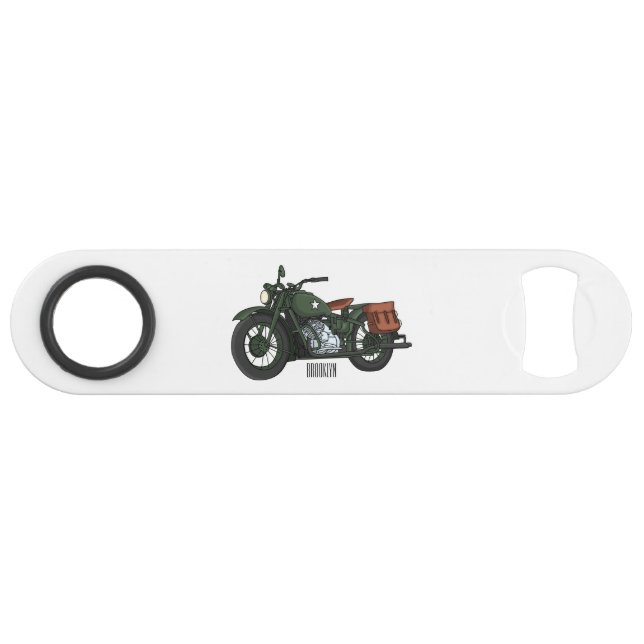Military cruiser motorcycle cartoon illustration bar key (Front (Horizontal))