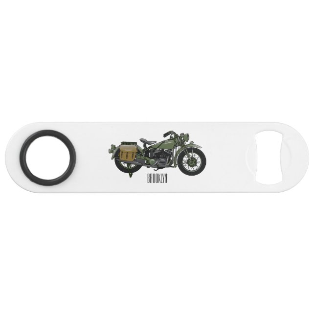 Military cruiser motorcycle cartoon illustration bar key (Front (Horizontal))