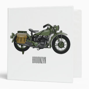 Military cruiser motorcycle cartoon illustration binder