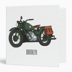 Military cruiser motorcycle cartoon illustration binder