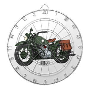 Military cruiser motorcycle cartoon illustration dartboard