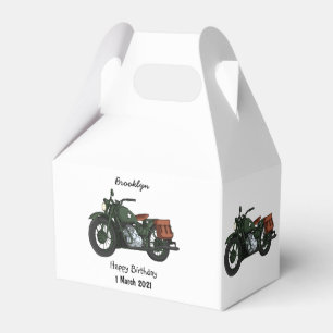 Military cruiser motorcycle cartoon illustration favor box