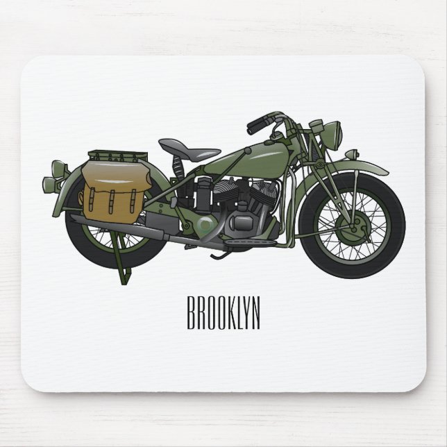 Military cruiser motorcycle cartoon illustration mouse pad (Front)
