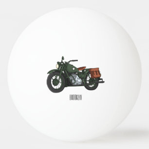 Military cruiser motorcycle cartoon illustration ping pong ball