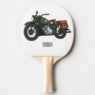 Military cruiser motorcycle cartoon illustration  ping pong paddle