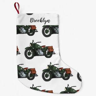 Military cruiser motorcycle cartoon illustration small christmas stocking