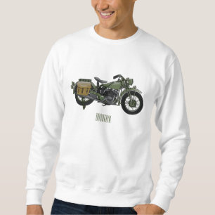 Military cruiser motorcycle cartoon illustration sweatshirt