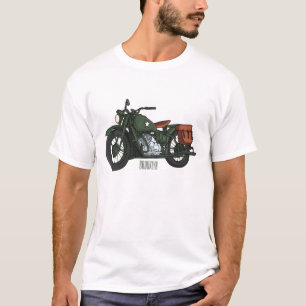 Military cruiser motorcycle cartoon illustration T-Shirt
