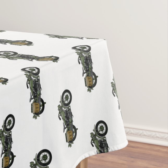 Military cruiser motorcycle cartoon illustration tablecloth (In Situ)