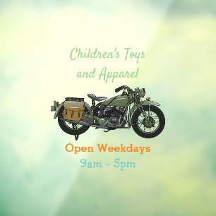 Military cruiser motorcycle cartoon illustration window cling