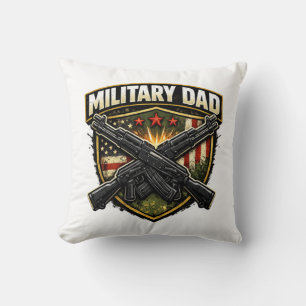 Military dad design with crossed rifles. throw pillow
