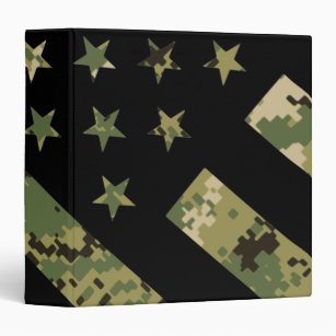 Military Digital Camouflage US Flag Binder