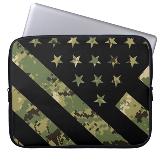 Military Digital Camouflage US Flag Laptop Sleeve (Front)