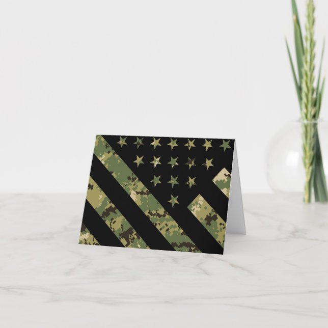 Military Digital Camouflage US Flag Thank You Card (Front)