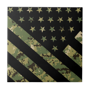 Military Digital Camouflage US Flag Tile
