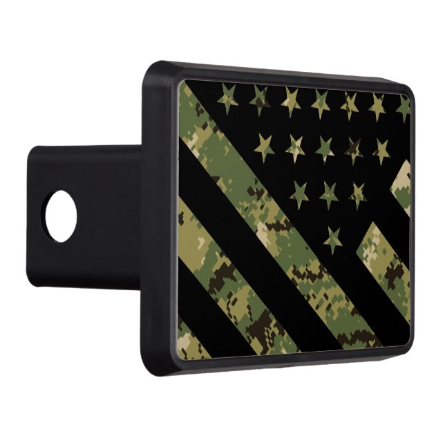 Military Digital Camouflage US Flag Trailer Hitch Cover (Right)