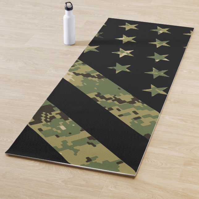 Military Digital Camouflage US Flag Yoga Mat (In Situ)
