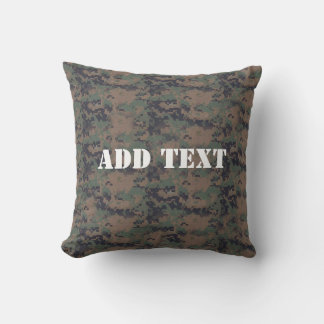 Military Digital Woodland Background Throw Pillow