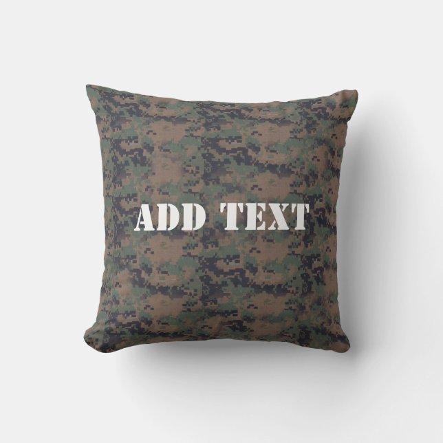 Military Digital Woodland Background Throw Pillow (Front)