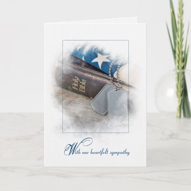Military Dog Tags on Bible  Card (Front)