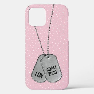 Military Dog Tags on Polka Dots Case-Mate iPhone C 12 Case