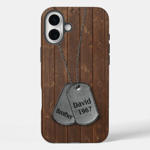 Military Dog Tags on Wood Case-Mate iPhone Case