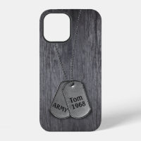 Military Dog Tags on Wood Case-Mate iPhone Case