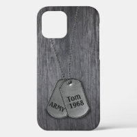 Military Dog Tags on Wood Case-Mate iPhone Case