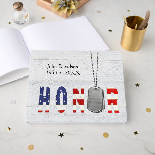 Military Dog Tags with Honor Flag Text Guest Book