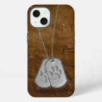 Military Dog Tags with Paw Prints On Leather