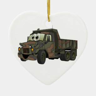 Military Dump Truck Cartoon Ceramic Ornament